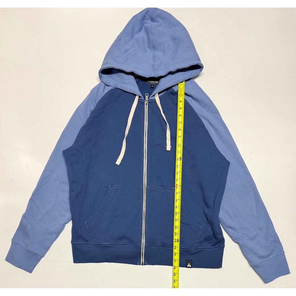 American Giant Mens XL Blue Raglan Full Zip Hoodie Made in USA 100% Cotton NWOT